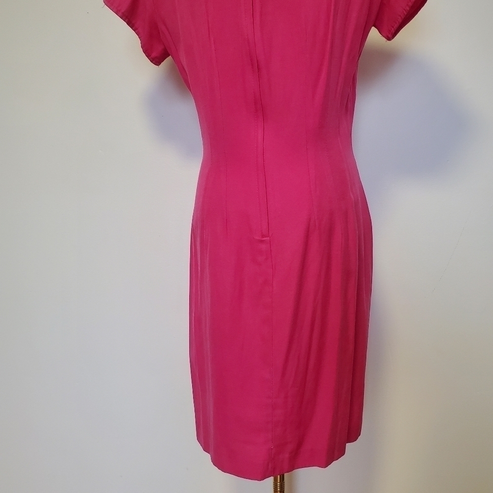Vintage Chablis Pink Button Front Short Sleeve Dress - Picture 6 of 8